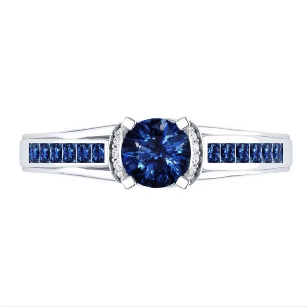 New 925  Silver Sapphire Ring - Picture 2 of 2